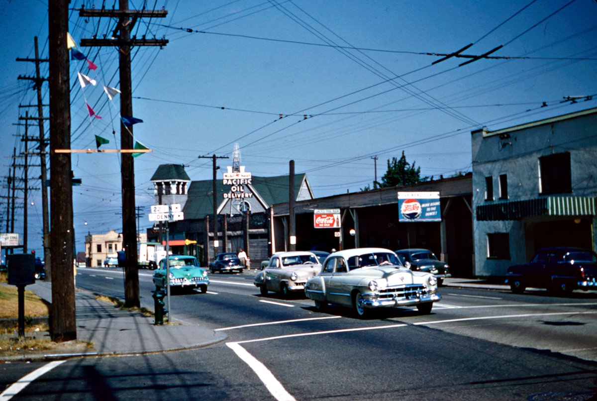 📸 Seattle 22nd &amp; Madison, circa 1950s  #kodak #colorslides #kodachrome #35mm © Seattle Municipal Archives