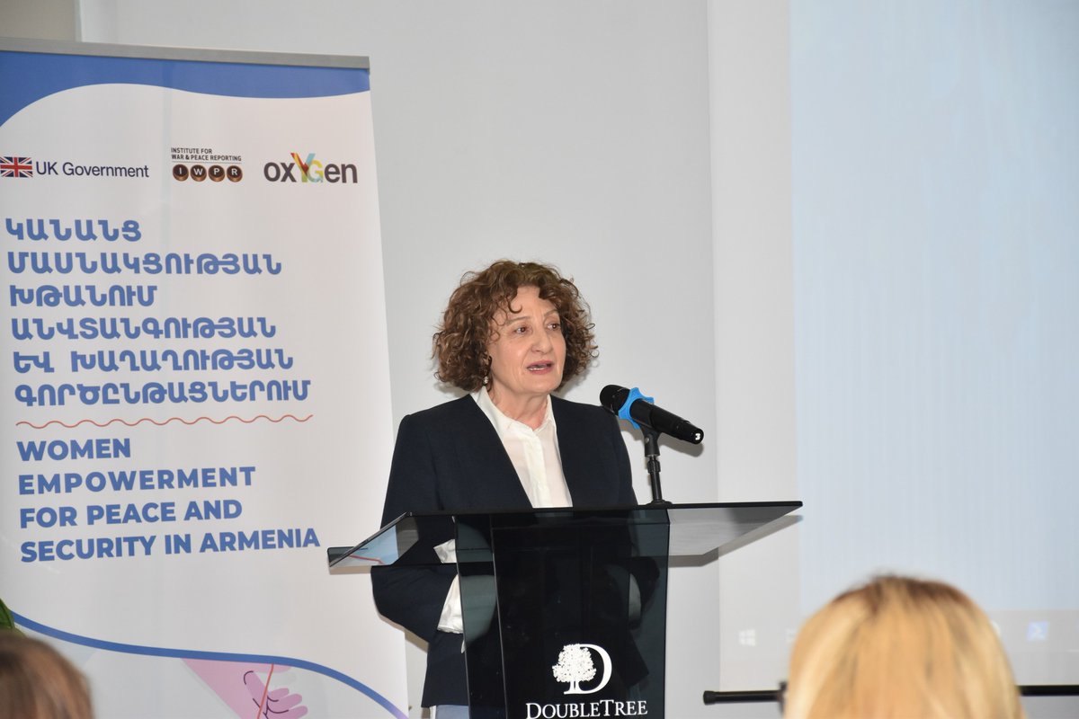 UKinArmenia's tweet image. “Women &amp;amp; girls are central to UK Government’s defence &amp;amp; foreign policy efforts. I’m pleased that this 🇬🇧 funded project is raising awareness, building capacity &amp;amp; developing networks,” said Ambassador @JohnGallagherUK at the National Conference on #PWS Agenda funded by #UKCSSF.