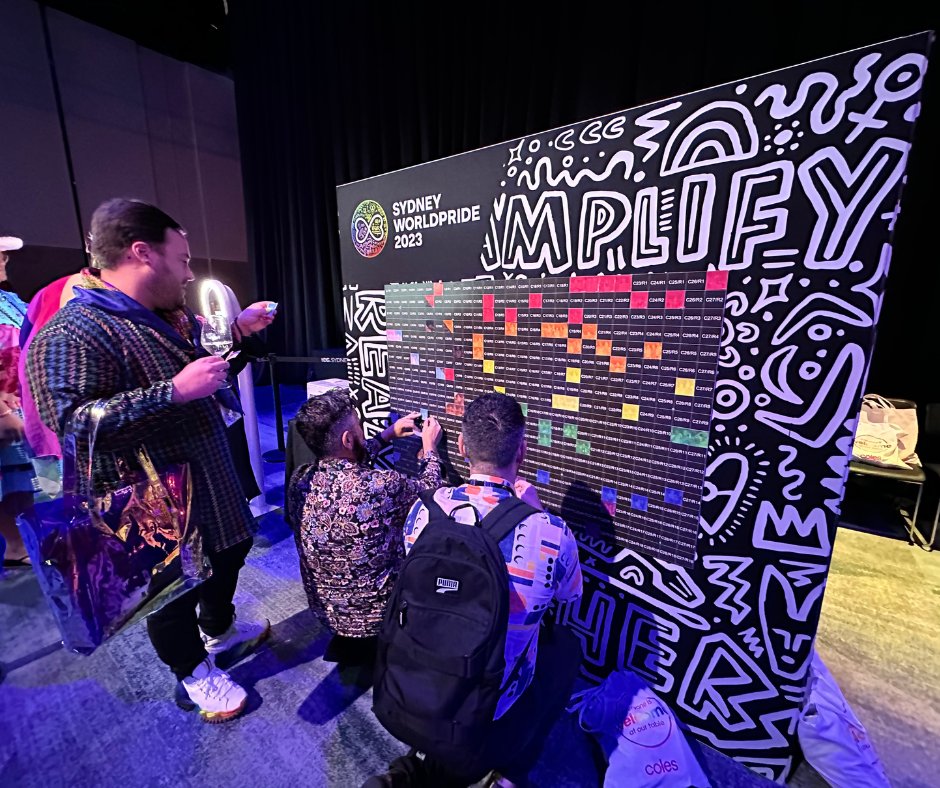 Rentertain's tweet photo. Our Interactive Mosaic Wall was at @SydWorldPride 2023 last week! Thanks to @Arinex 

The mosaic is made up of images of your guests, printed out and stuck onto a large board. Watch the mosaic art come to life.

 #interactivemosaicwall #sydneyevents #worldpride2023 #mosaicwall https://t.co/exHWmNoduV