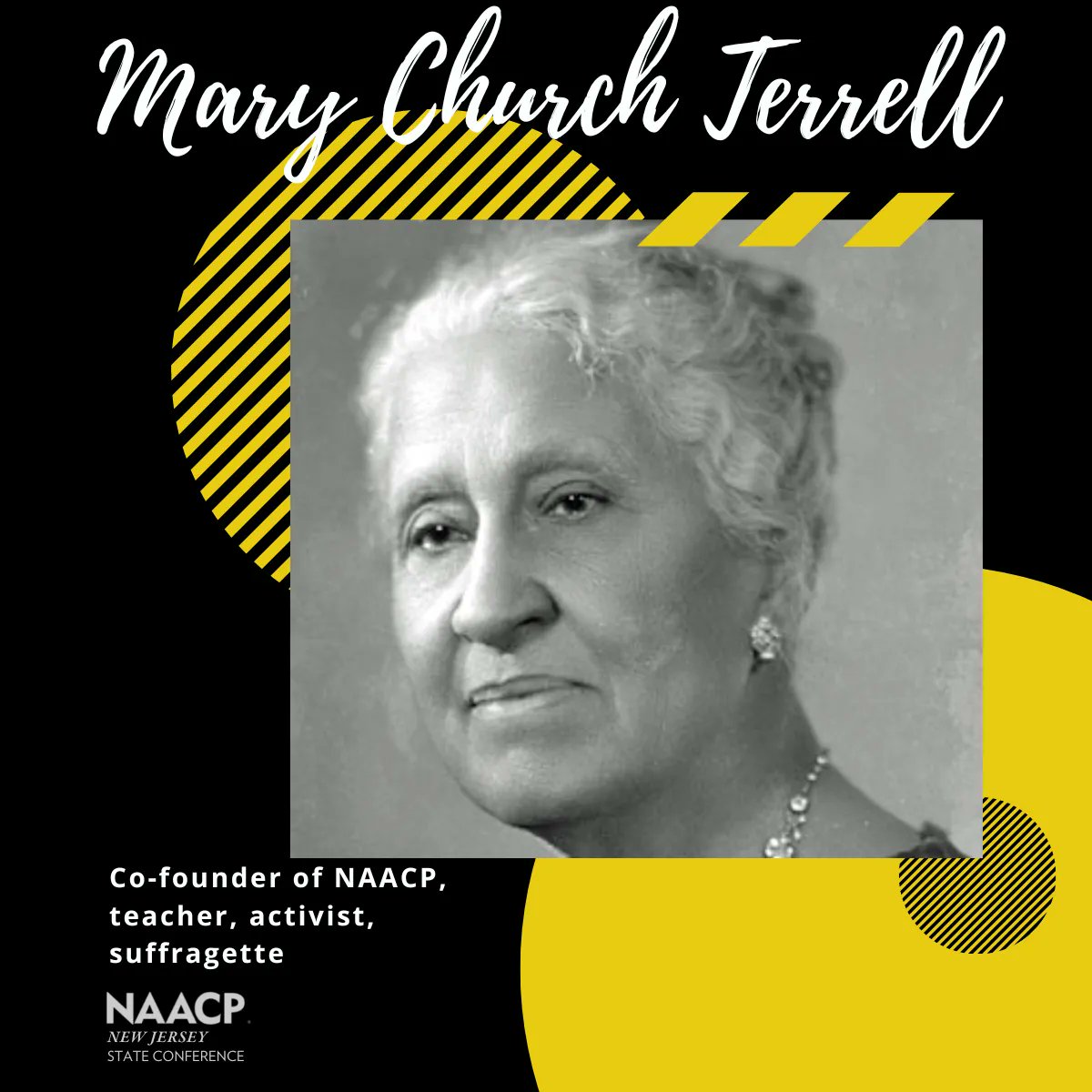 naacpnjsc's tweet photo. Mary Church Terell was a co-founder of the NAACP, but she was most focused on getting Black women the right to vote. She was one of the first Black women to earn a college degree and the US and the first president of the National Association of Colored Women. #ThisisPower https://t.co/XrBUDIVho0