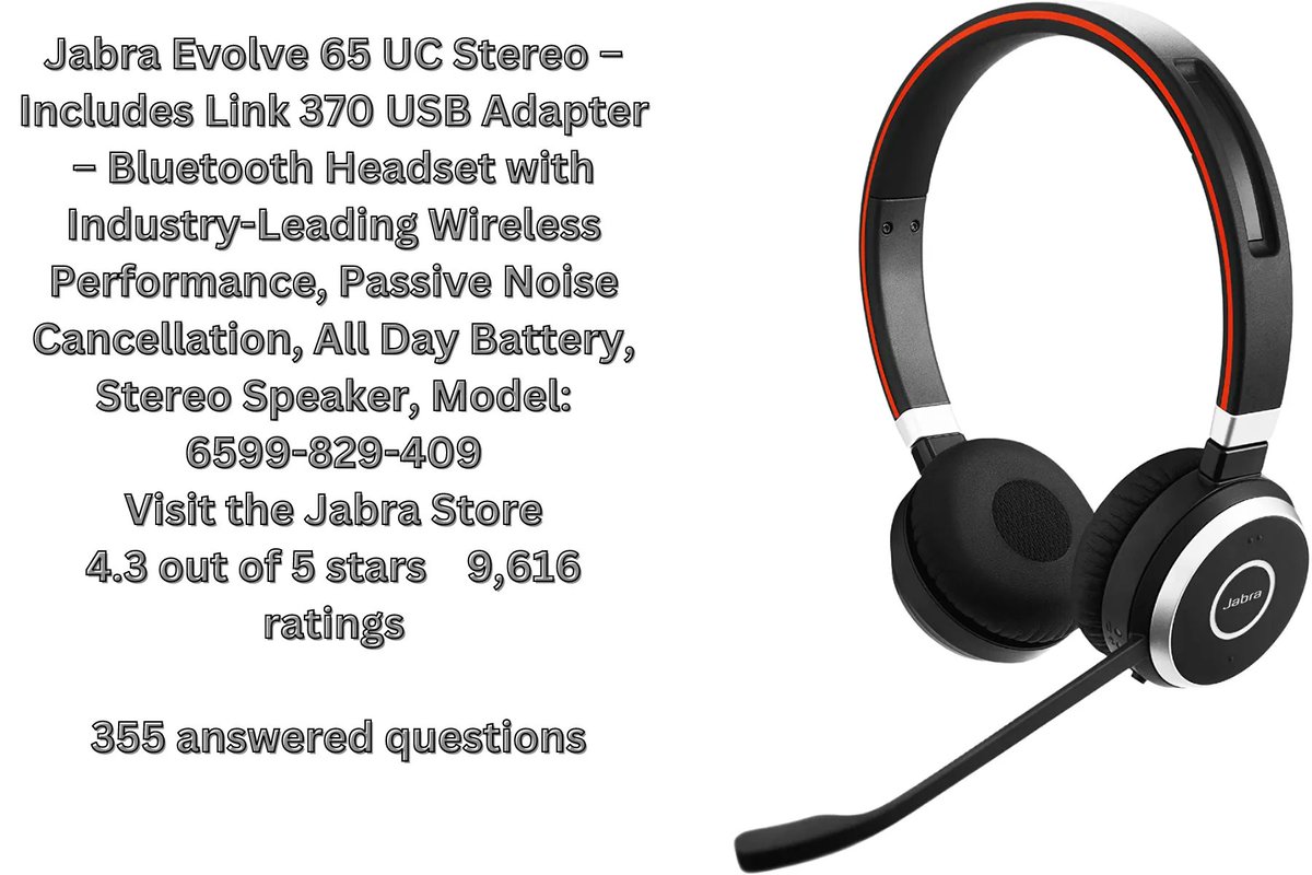 Jabra Evolve 65 UC Stereo – Includes Link 370 USB Adapter – Bluetooth Headset with Industry-Leading Wireless Performance
buff.ly/3yt1M3e

#wirelessearbuds
#headphones
#headset
#Bluetooth
#bluetoothspeaker
#bluetoothheadphones
#bluetoothearbuds
#bluetoothheadset
