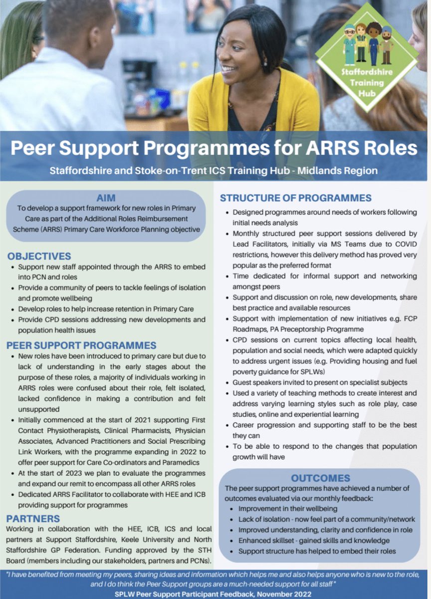 StaffsTH's tweet photo. The Staffordshire Training Hub were WINNERS of the Outstanding Poster Award at the #traininghubconference in London today.  Our team were thrilled to pick up the award. @StaffsStokeICB @StaffsStokeICS #primarycare #awards #healthcare #generalpractice #ARRS #peersupport https://t.co/9LYAOO04ei