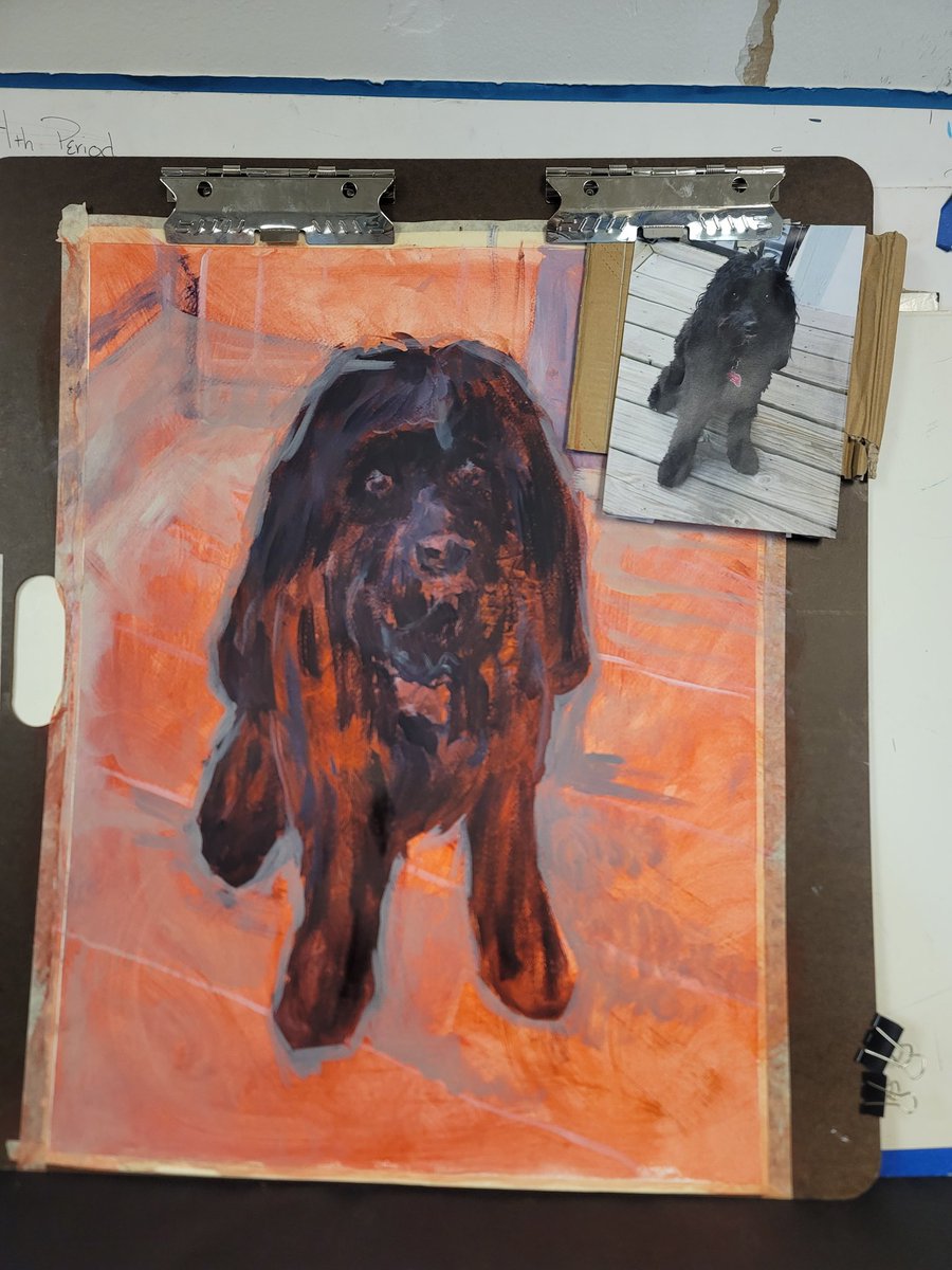 Draw/Paint students are working on their Pet Portraits and photos they took @zooatl #oilpaint #pets #art #artist #highschoolart