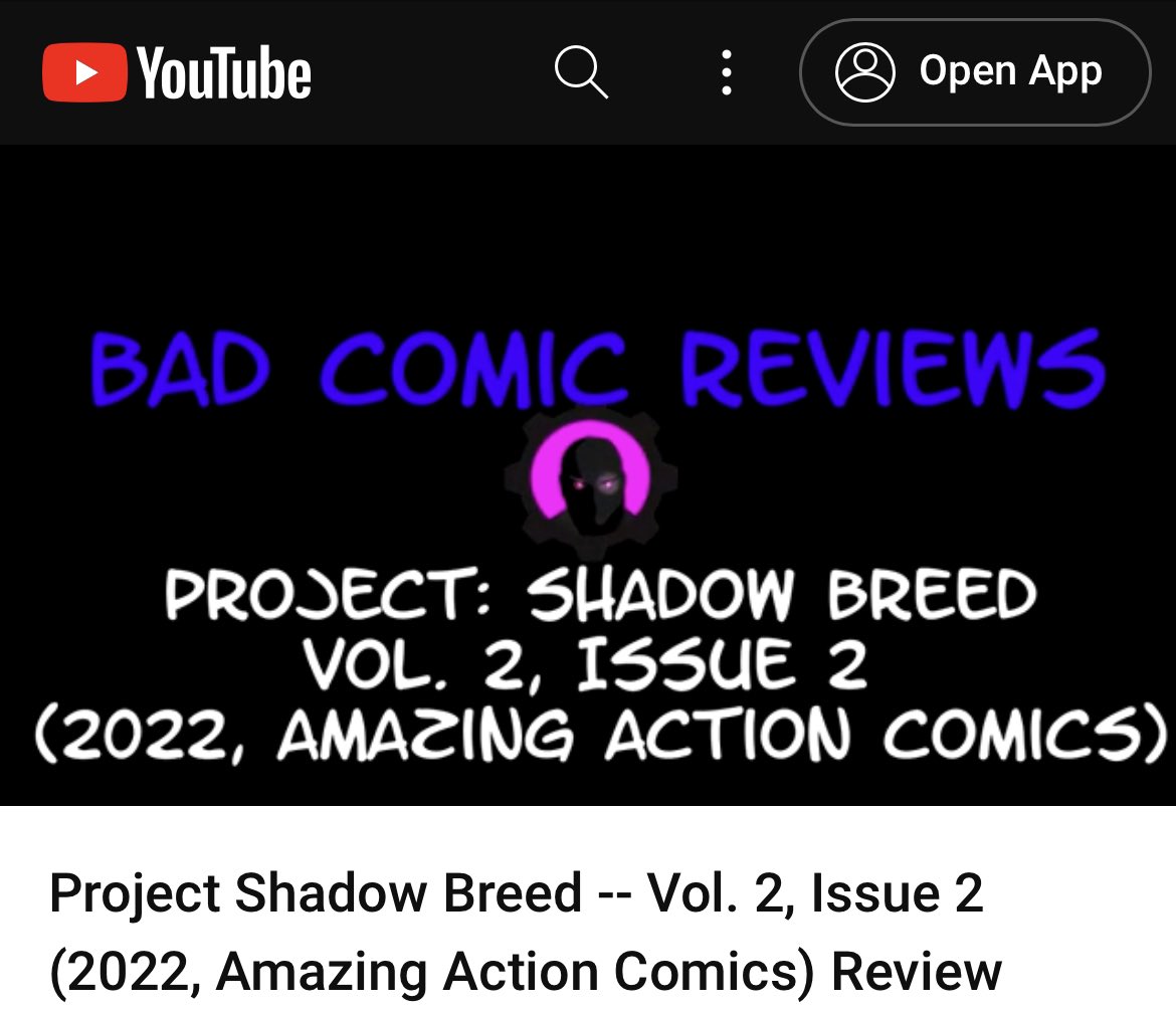 Thanks to <a href="/de_reviewer/">Bad Reviewer</a> for your great review on PROJECT: SHADOW BREED issue 2. Check it out here: youtu.be/zo1uiWshMF8 #projectshadowbreed  #amazingactioncomics  #comics #comicart #indiecomics #independentcomics #comicpublisher #independentcomicpublisher #readsomethingamazing