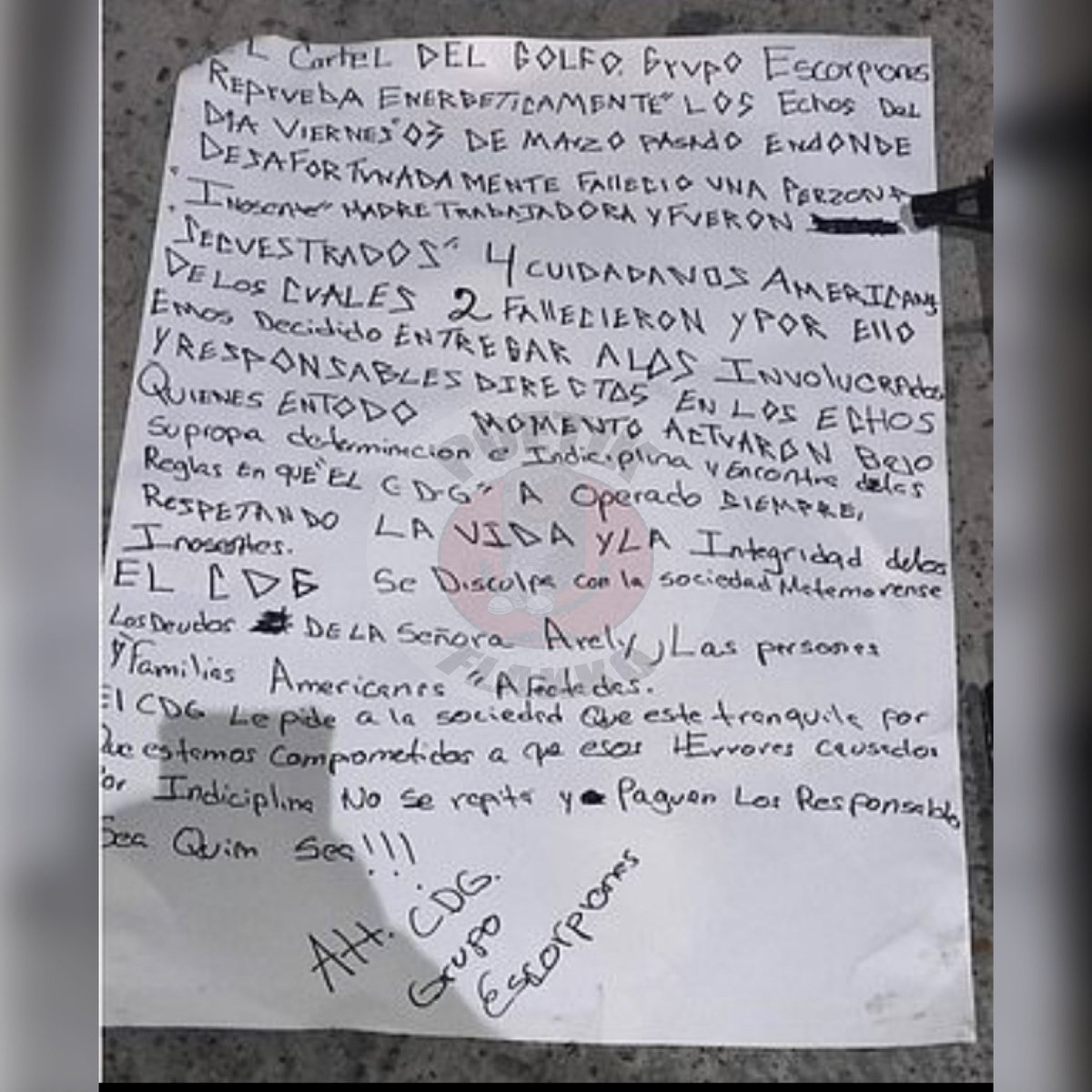 Mexican Cartel Apologizes For Kidnapping Of Four Americans Leaving Two Dead, Turns Over Five Men They Claimed Are Responsible For The ‘Misunderstanding’.