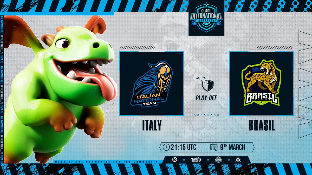 CLASH INTERNATIONAL TOURNAMENT (@cit_coc) on Twitter photo ⚠️Play off⚠️
⚜️today we have a big showdown🔱
<a href="/ItalyCoC/">Italian National Team</a> 🇮🇹 🆚 <a href="/SelBrasilCoC/">Seleção Brasileira de CoC</a> 🇧🇷 at 21:15 UTC 03:15 🇲🇽18:15🇧🇷22:15🇮🇹
♻️transmissions♻️
twitch.tv/mre_media
twitch.tv/bruna7cr
twitch.tv/medda87
twitch.tv/haplo_80
twitch.tv/iapi
twitch.tv/king_lodo ⚠️Play off⚠️
⚜️today we have a big showdown🔱
<a href="/ItalyCoC/">Italian National Team</a> 🇮🇹 🆚 <a href="/SelBrasilCoC/">Seleção Brasileira de CoC</a> 🇧🇷 at 21:15 UTC 03:15 🇲🇽18:15🇧🇷22:15🇮🇹
♻️transmissions♻️
twitch.tv/mre_media
twitch.tv/bruna7cr
twitch.tv/medda87
twitch.tv/haplo_80
twitch.tv/iapi
twitch.tv/king_lodo