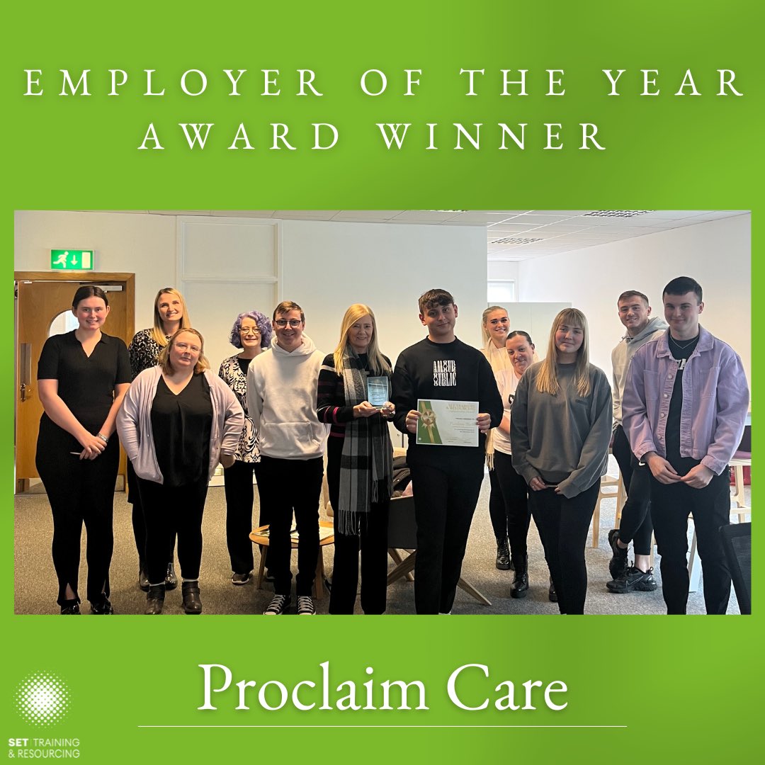 Congratulations to Proclaim Care who have won this years Employer of the Year Award! This is a great award to win, as the current & previous apprentices have worked hard and their colleagues, mentor & CEO's have supported them throughout their coursework!
#employers #ScotAppWeek