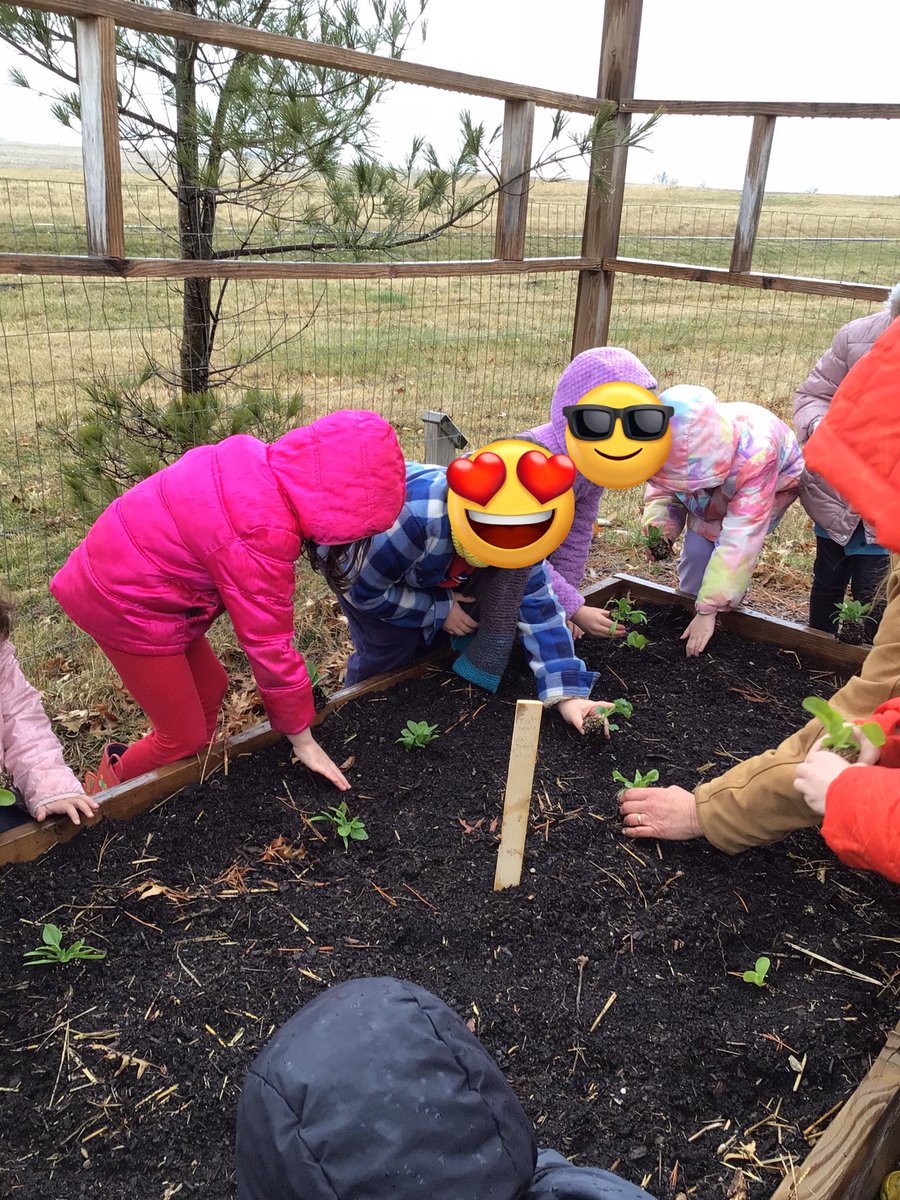 We braved the cold and rain with Ms. Jenny from <a href="/ColumbiaUrbanAg/">CCUA</a> to begin planting our garden.  First graders can’t wait to enjoy fresh kale, lettuce, and spinach. #cpsbest #PrairieProud #AgLearning #PlaceBasedLearning #FirstGrade