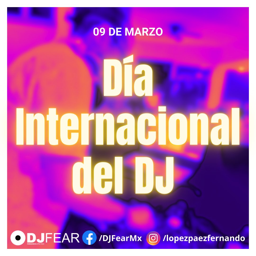 Fernandolpaez's tweet photo. Muchas felicidades a amigos y colegas dedicados a esta profesión!!!

Feliz día internacional del DJ 😎🎧

#djfear #DiaInternacionalDelDj #9deMarzo https://t.co/VELiHB92AS