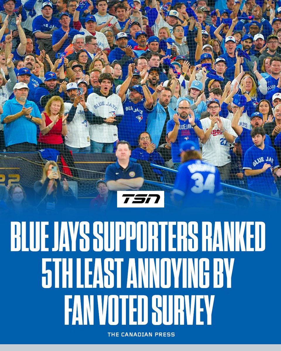 TSN_Sports's tweet image. Survey: Blue Jays fans fifth least annoying in Major League Baseball.

MORE: tsn.ca/toronto-blue-j…