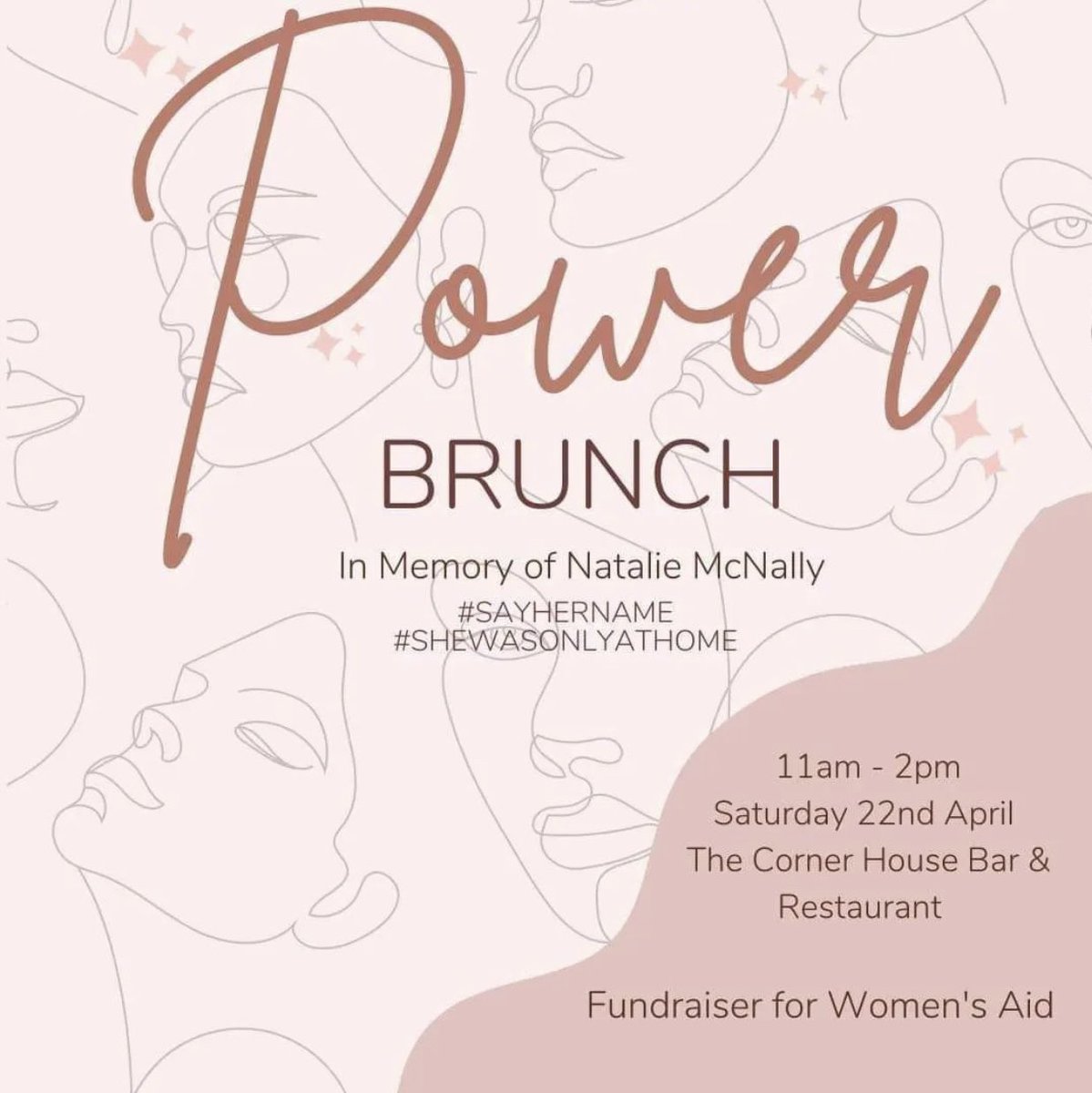 Tickets are now on sale for the Power Brunch Fundraiser in Memory of Natalie

There will be:

🔘Guest Speakers
🔘Self Defence Demo
🔘Live Music
🔘Raffle with great Prizes

Link below for the tickets and keep an eye out for details of the raffle
#JusticeForNatalieMcNally