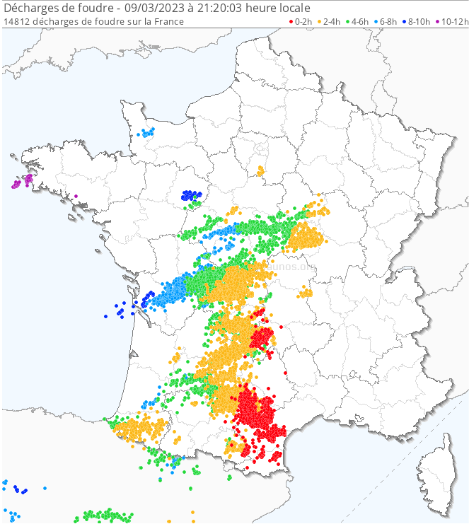 Près de 15000 éclairs ont été relevés depuis ce matin sur la France. Il faut remonter au 24 octobre pour retrouver une activité orageuse plus marquée.
Les #orages ont été parfois bien actifs, avec grêle et tornade localisée.
Creuse et Haute-Vienne ont été les plus foudroyés. 