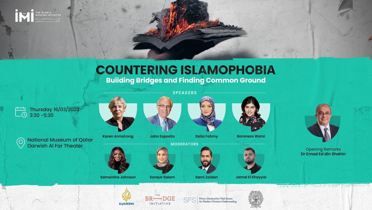 Do you believe that #Islam is a misunderstood religion? Join The Islam and Muslims Initiative and The Bridge Initiative for an insightful discussion featuring Al Jazeera journalists, on March 16th @ The National Museum of Qatar. 🔗: tr.ee/f6U4dA-a_L #IMI #Islamophobia