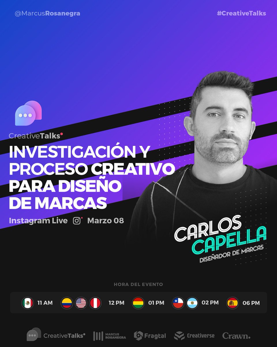 Si te perdiste nuestra #CreativeTalk con Carlos Capella - especialista en creación de marca, puedes ver la repetición en👇 

instagram.com/p/Cpk4-kbMngL/

#Branding #logos #Marcas #Desing