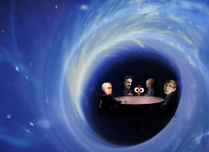 xxoptimistic's tweet photo. @elonmusk @SpaceX @NASA @Space_Station @esa @PeterDiamandis
What is going on inside the black hole?!
Another world maybe with presence
Me, Newton, Tesla, Einstein and Hawking 🤪🤪 
#NFT #NFTCommmunity #NFTArts #AI https://t.co/BIAnN7Smft