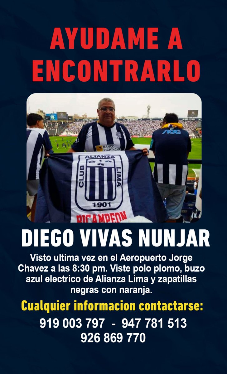 Republica_AL's tweet photo. Les pedimos que compartan esta imagen por favor, el padre de un aliancista como nosotros está desaparecido desde ayer y su familia está desesperada buscándolo.
Ayúdanos con un RT! https://t.co/ihxQB2asN1