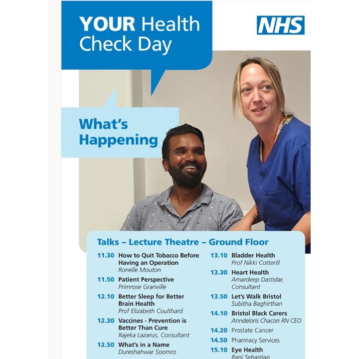 <a href="/NorthBristolNHS/">North Bristol NHS Trust</a> Health check day this Saturday. I will be talking about vaccines &amp; well-being and we have a stall all about vaccine research <a href="/uhbwNHS/">University Hospitals Bristol and Weston NHS FT</a> <a href="/NBTResearch/">NBTResearch</a>