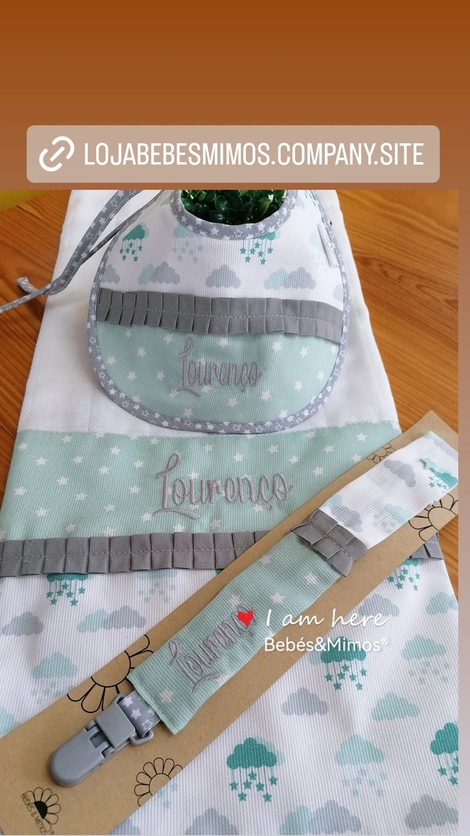 O nosso Kit Laranjinha : conjunto fralda, babete e prendedor