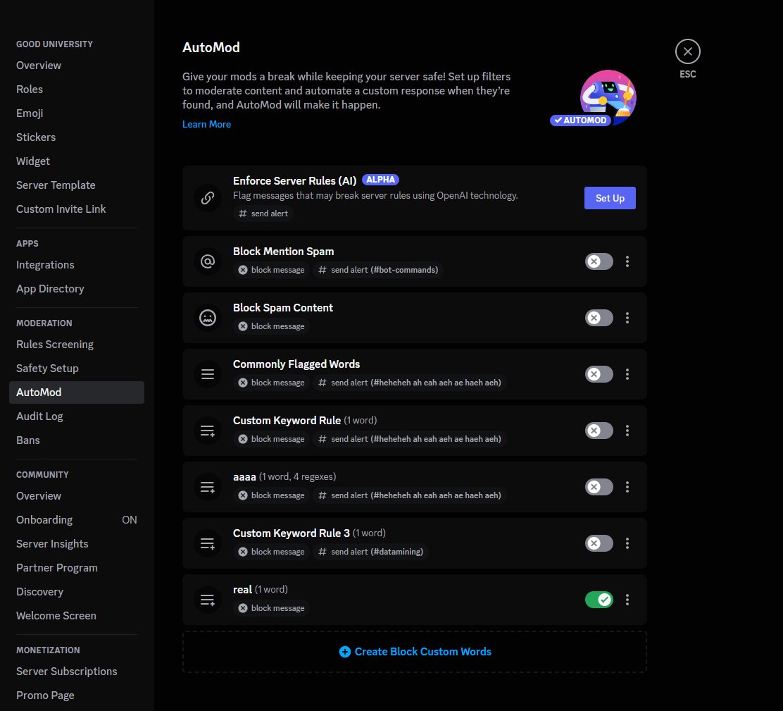 laladevichan's tweet photo. First!
Trigger type 7 is funny ai rule enforcement
#datamining #discord #openai #openaiondiscord #discordai #automod😛 https://t.co/xgnKdgeGez