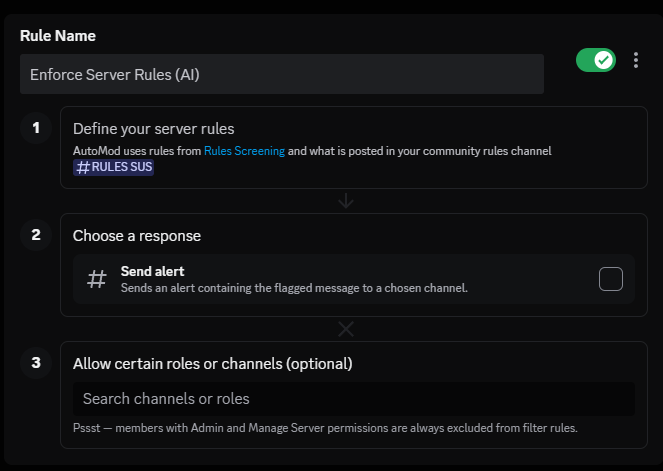 laladevichan's tweet photo. First!
Trigger type 7 is funny ai rule enforcement
#datamining #discord #openai #openaiondiscord #discordai #automod😛 https://t.co/xgnKdgeGez
