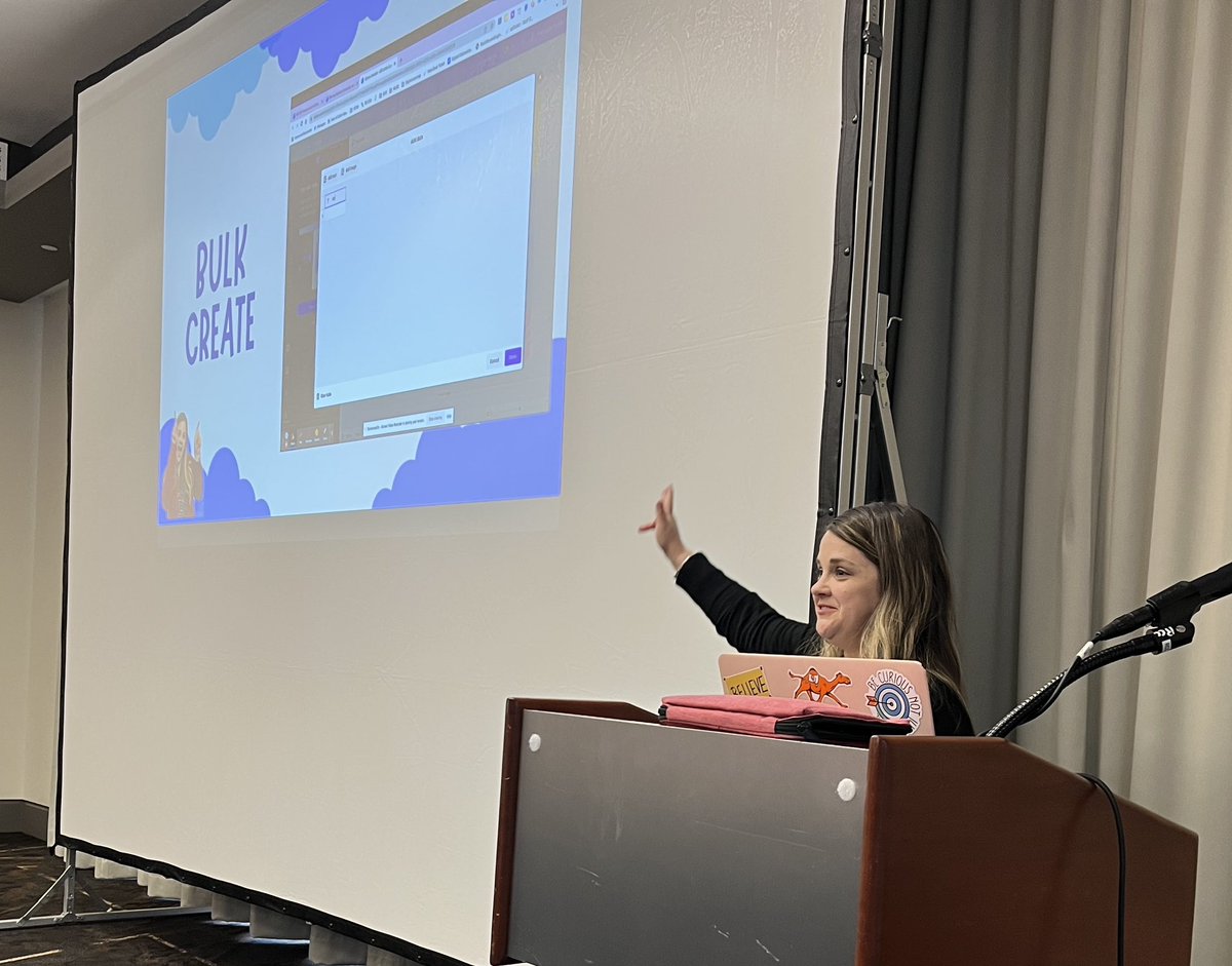 kcollazo's tweet photo. .@carrierobledo and @mrchuckelliott rocking their @canva session at #NCTIES23! So many cool ways to use this tool! 🤯 @ncties https://t.co/F6iVaJoFRp