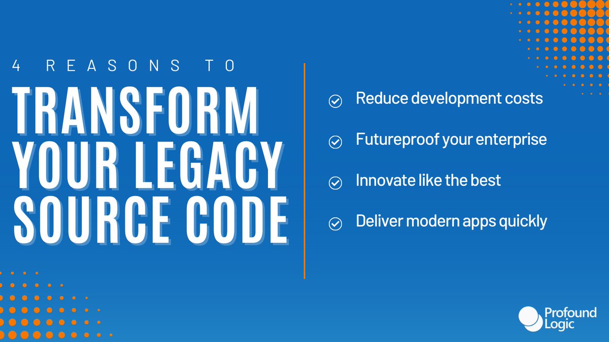 ProfoundLogic's tweet image. Why transform your #IBMi #LegacyCode? Here are FOUR great justifications for transformation! ⤵️

Ready to take your business to the future? Tap us in: hubs.la/Q01Fq8LQ0