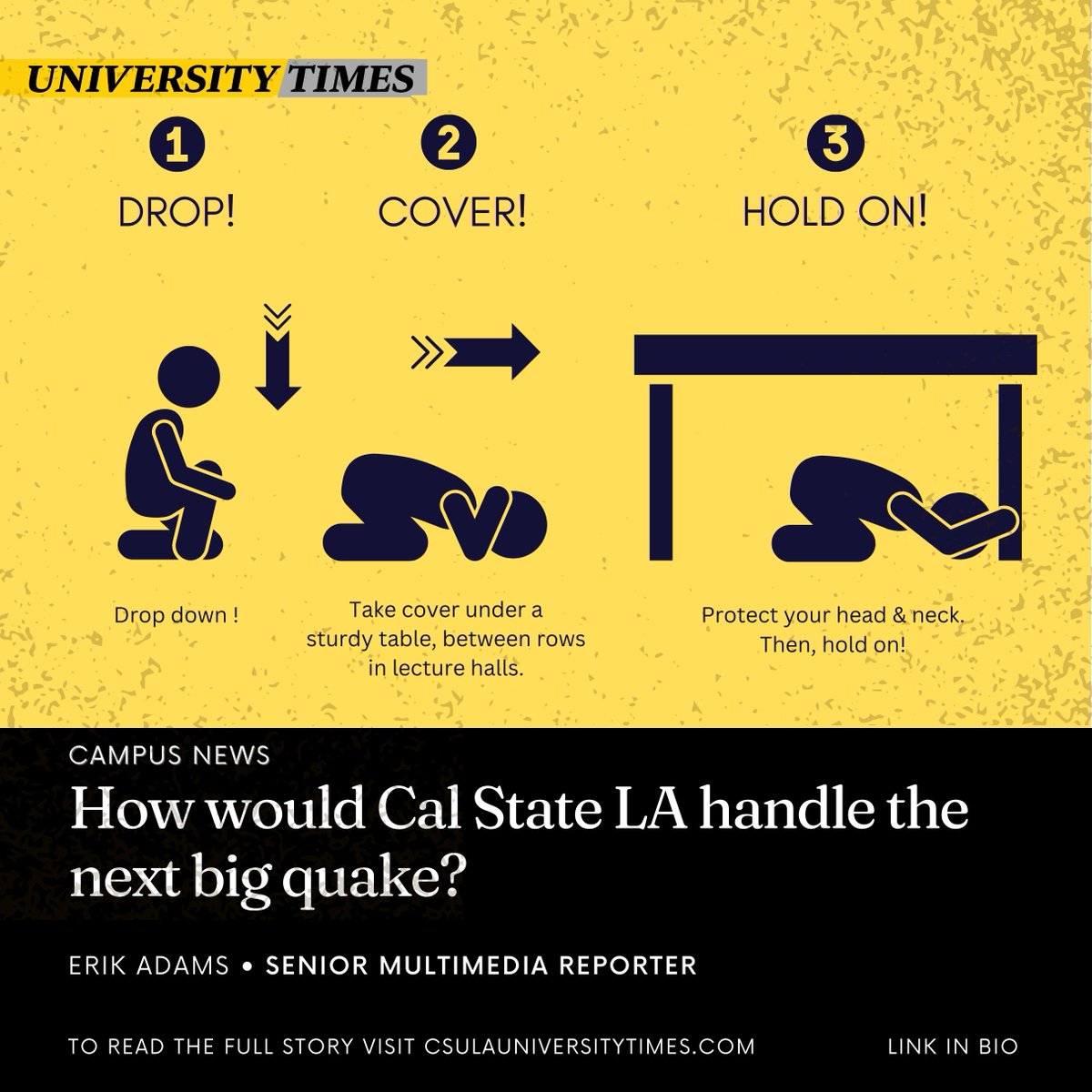 Erik Adams reports on how well Cal State LA will do if "The Big One" hits campus.

To read the full story click the link below:

smpl.is/16769

✏️  <a href="/erikwadams/">Erik W.A.</a>, Senior Multimedia Reporter
Graphic by <a href="/willbakeriii/">will baker</a>, Multimedia &amp; Social Media Editor

#Retrofit #Earthquake