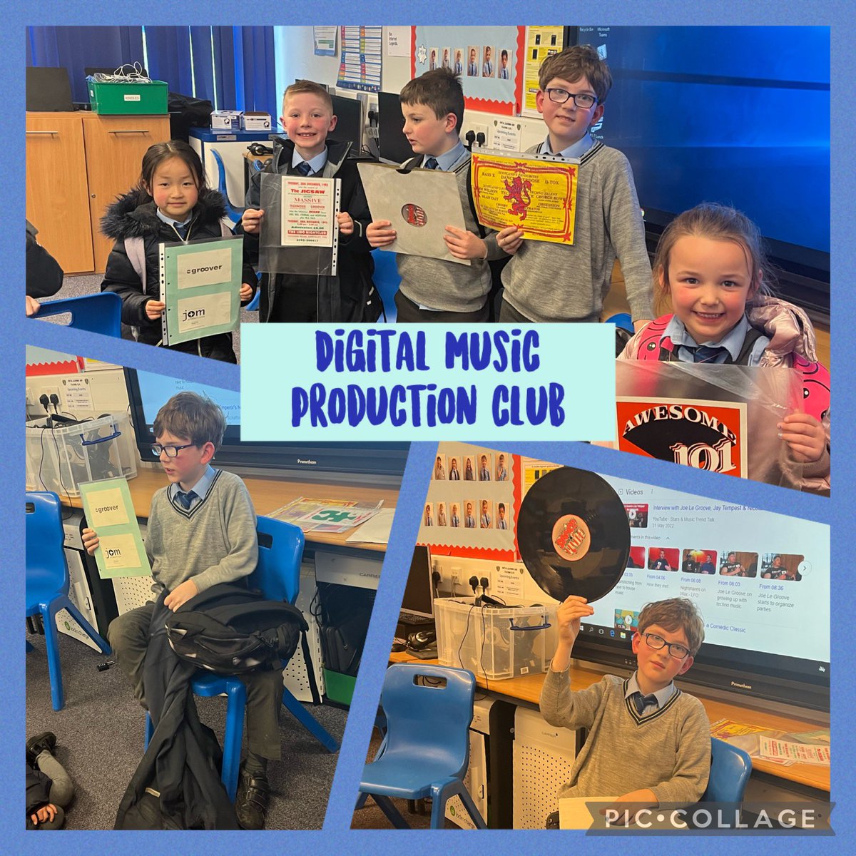 What a great 6 weeks of ‘Digital Music Production Club’. We have learned about Chrome Music Lab, BlobOpera,GarageBand&music with Microbits. L shared about his dad’s job in music production&brought in some mementos from his career! @DigiSchoolsERC #digitallearning #skillsforlife