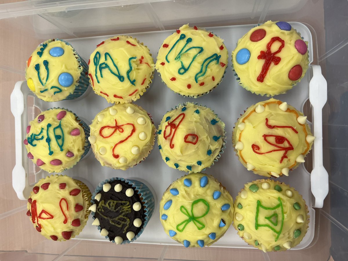 ClassicsHbs's tweet image. Some fantastic hieroglyph cakes from our year 8 Latinists’ Alexandria project this week 🧁👏🏼
