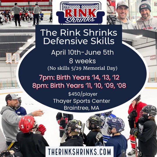 Registration now open for D Skills ⁣
w/ #TheRinkShrinks⁣
⁣
8 week session ⁣
Monday’s April 10th-June 5th⁣
(No skills Memorial Day)⁣
⁣
🔗🏒 TheRinkShrinks.com