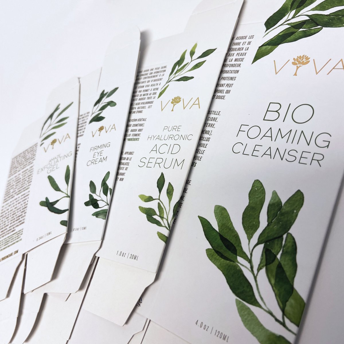 Rayacom's tweet photo. Check out this line of product boxes printed by our Premium Print location in Vancouver for Viva Health Skincare! Their packaging is made with a soft touch coating and gold foil stamping for a luxurious look and feel. #print #boxes #packaging #design #keepitlocal #supportlocal https://t.co/fUMlSCzRkX