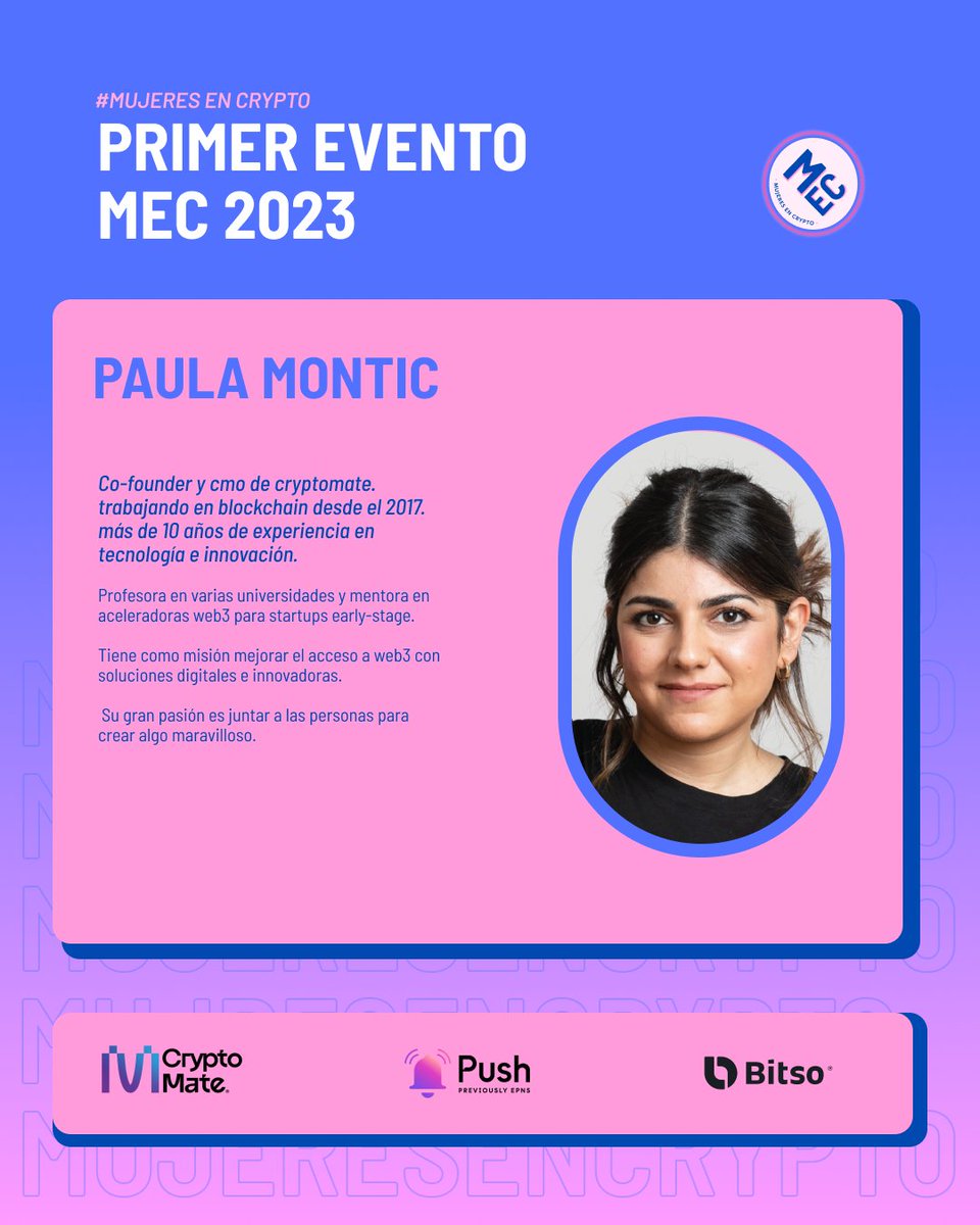 Mujeres en Crypto 🔮 (@mujeresencrypto) on Twitter photo 🗣 Pau Monticelli - Cofundadora de <a href="/CryptoMateLatam/">CryptoMate</a>
Nos contará su experiencia sobre:
🔮 ¿Como fundar una start up?
📌 Espacio Darwin - Darwin 1351, Palermo
🗓 Sábado 11/03
🕰 18.30 hrs 🗣 Pau Monticelli - Cofundadora de <a href="/CryptoMateLatam/">CryptoMate</a>
Nos contará su experiencia sobre:
🔮 ¿Como fundar una start up?
📌 Espacio Darwin - Darwin 1351, Palermo
🗓 Sábado 11/03
🕰 18.30 hrs