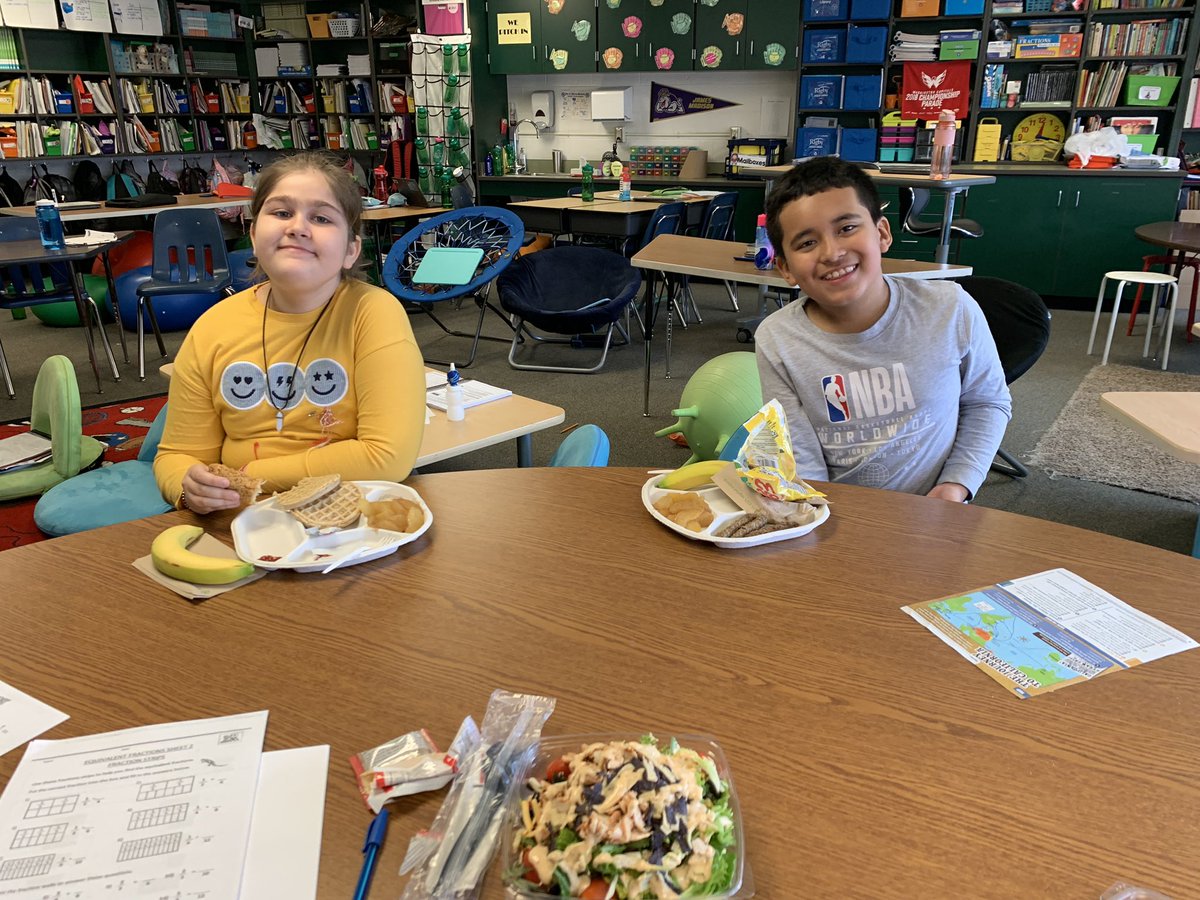 Lunch bunch with these two for getting 100% on their last test 🎉