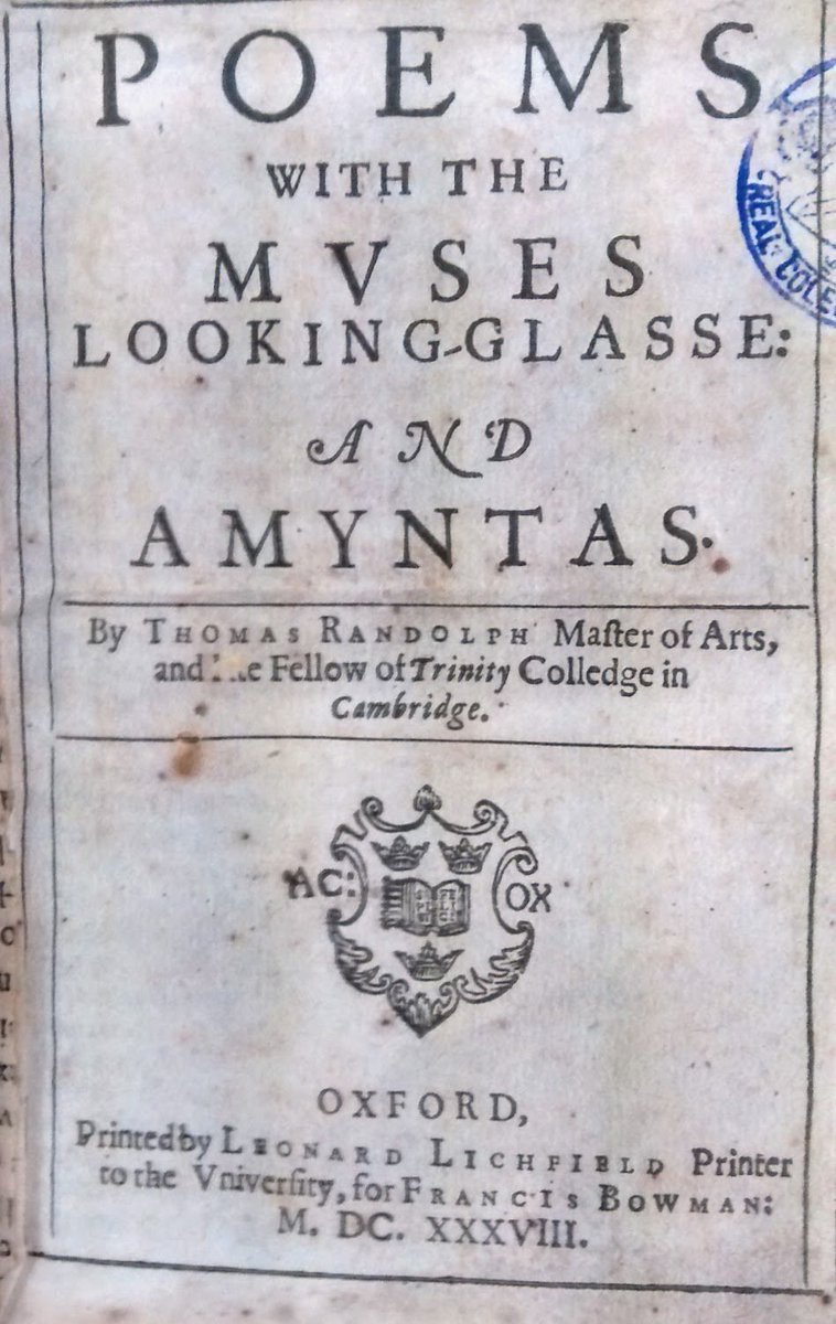 From the  @RColEscoceses library in #Salamanca (in #Madrid until 1767), more early 17th-century drama--albeit a #pastoral, in a volume  not entirely given over to plays. 

#ThomasRandolph
#BenJonson
#BritishBooksontheContinent
#diasporicbookhistory
#recusants