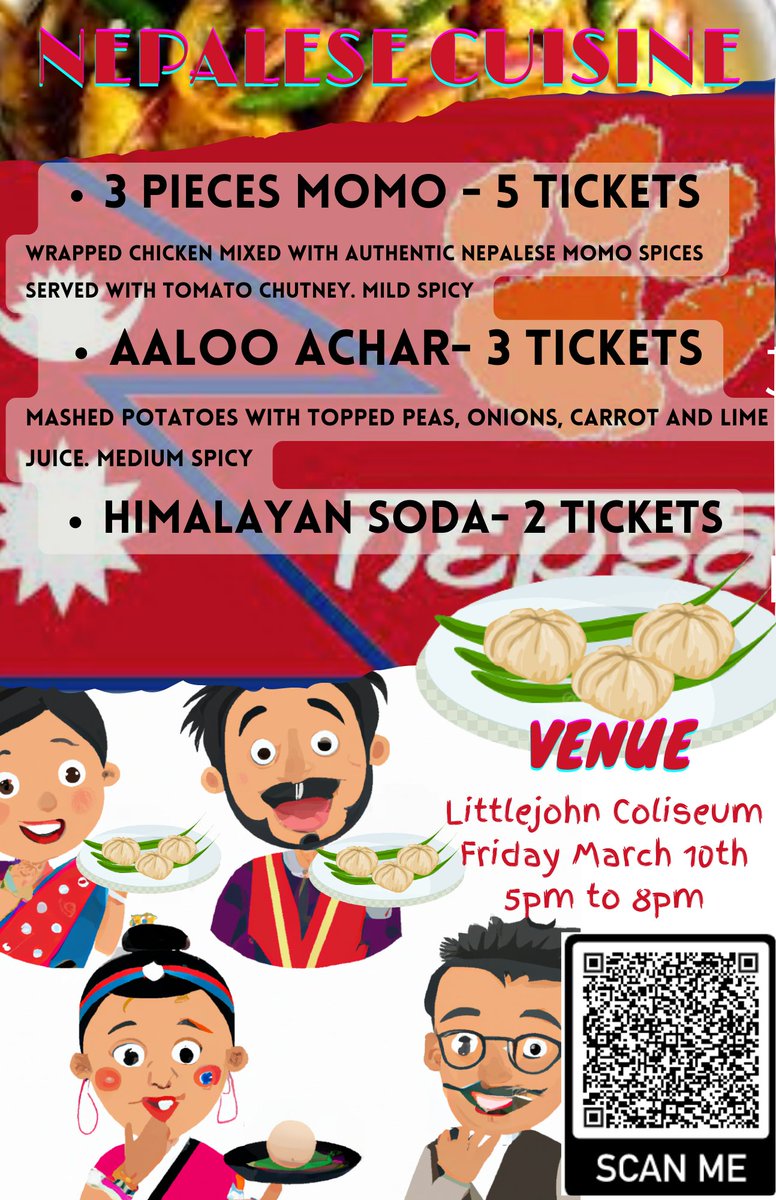 _nKandel_'s tweet photo. Craving some delicious momo from Nepal? Come to our stall at Littlejohn Coliseum in Clemson, and satisfy your taste buds! #NepaleseCuisine #FoodiesUnite #LittlejohnColiseum #foodfestival 
Date/Time: March 10th, from 5-8 pm 
@ClemsonUniv @ClemsonGSG @CUGantt @socclemson https://t.co/4TsSSfn9mL