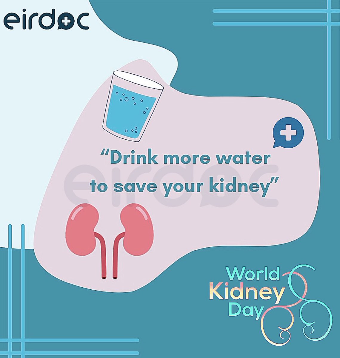 eirdoc's tweet photo. Regular, consistent water intake is healthy for your kidneys.
Water helps clear sodium and toxins from your kidneys. It also lowers your risk of chronic kidney disease.

Keep fit. Be active. Maintain a healthy diet.
#WorldKidneyDay #healthcare #irishdoctors #HealthyLiving https://t.co/Dom6cTfJfE