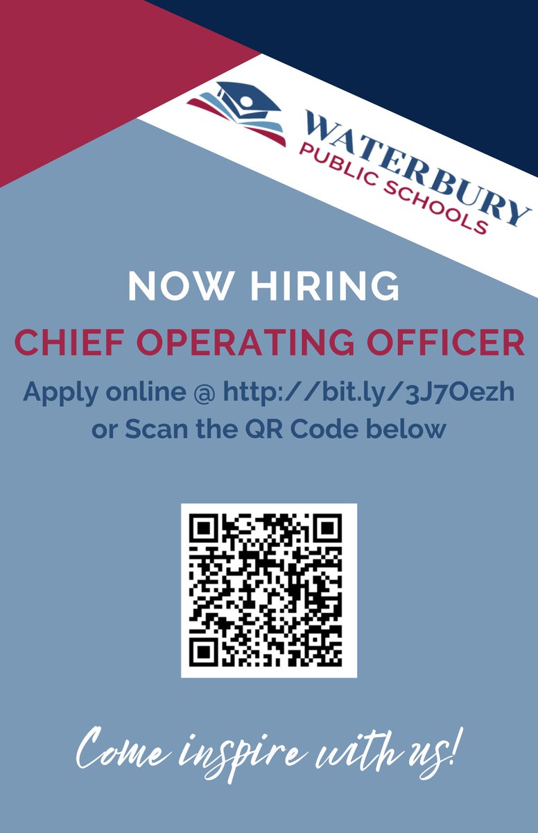 WPSHumanCapital's tweet photo. @WaterburySchool is NOW HIRING a Chief Operating Officer. To apply online, visit: https://t.co/eaKxcySI9v. https://t.co/0NmO5CuGjS