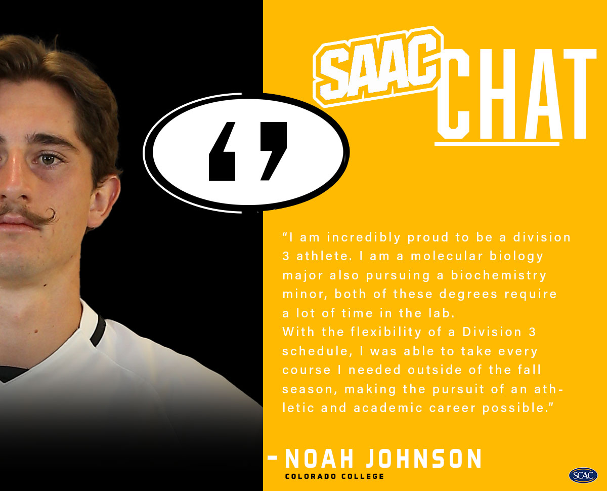 SCAC_Sports's tweet photo. Noah Johnson of @CCTigers and Kaitlyn Enloe of 
@tluathletics are this weeks SAAC CHAT hosts.

#SCACPride #WhyD3 #SAACChat https://t.co/cgJYKsx6kd