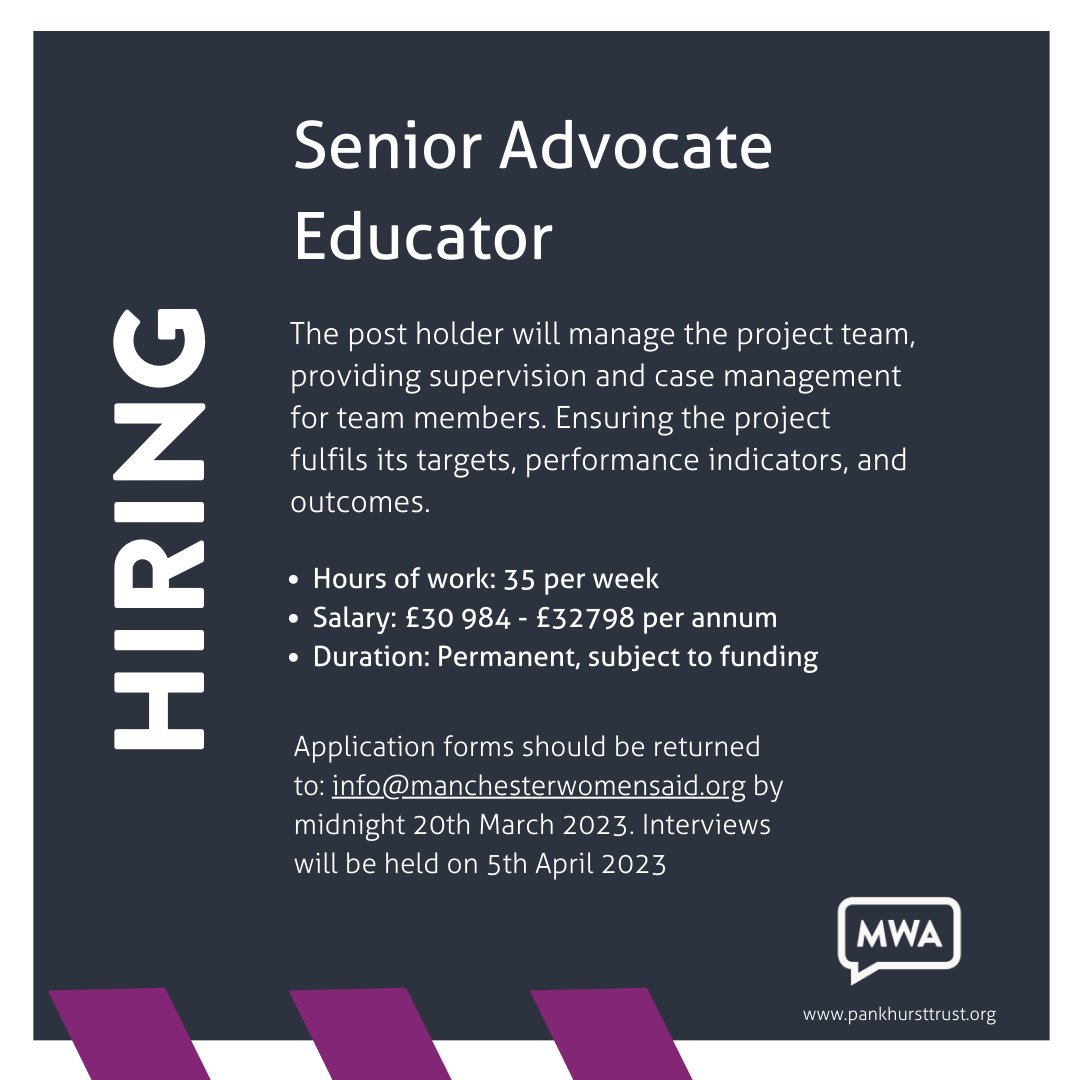We're hiring a Senior Advocate Educator to deliver IRIS domestic violence and abuse (DVA) awareness training to health professionals in General Practice surgeries to improve their understanding of DVA.
To apply visit: bit.ly/3L716bi
#charityjobs 
#nonprofitjobs
#DVAJobs