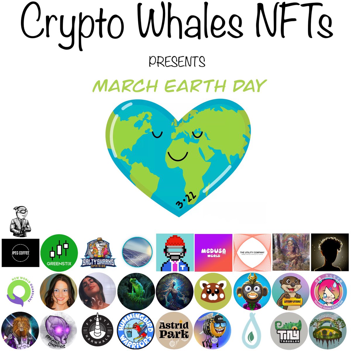 Less than 2 weeks until #MonthlyEarthDay! I am waiting to hear from a few projects but let’s continue to grow from last month. I challenge another 30 projects to join. Who do you want to see?

These projects are joining!
<a href="/therealmrcrypto/">MrCrypto 🟦</a> <a href="/GreenStix_V2/">GreenStix.🌲</a> 

✌🏼💜🐳
#savetheplanet