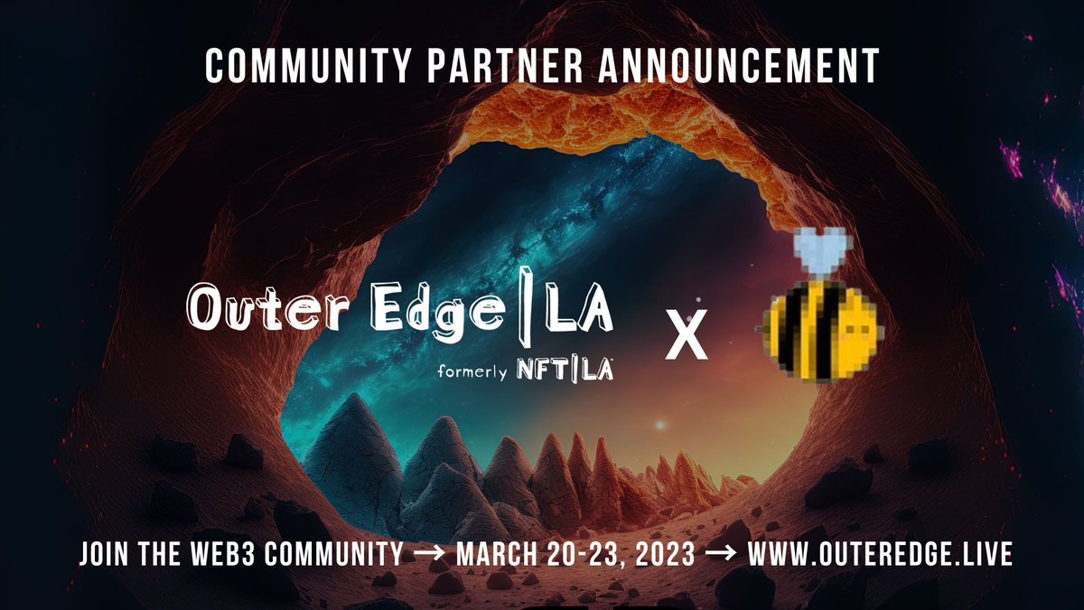 OuterEdgeEvents's tweet photo. Featured #OuterEdge2023 community partner @SavethebeesNFTs is the first ever save the bees #NFT from Bee Girl Ambassador Brooklynn B. She is a seasoned commissioned #artist in the #digital world and she's dropping her #NFTs for charity!

Get tickets: https://t.co/pL3F9t2hCk https://t.co/YhQ0gl9tnz