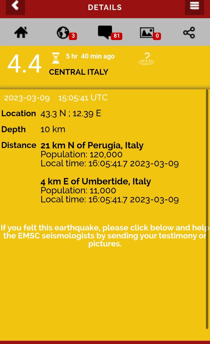 Maryna12123's tweet image. #Earthquake in #Italy today.Again an interesting situation with seismodata. 
The truth about the globality of the climate problem is deliberately hidden from us.
Why do you think that is?
 ❗Watch the forum @_GlobalCrisis_ #SurvivalinUnity
 #earthquakes #Perugia #Italia #climate