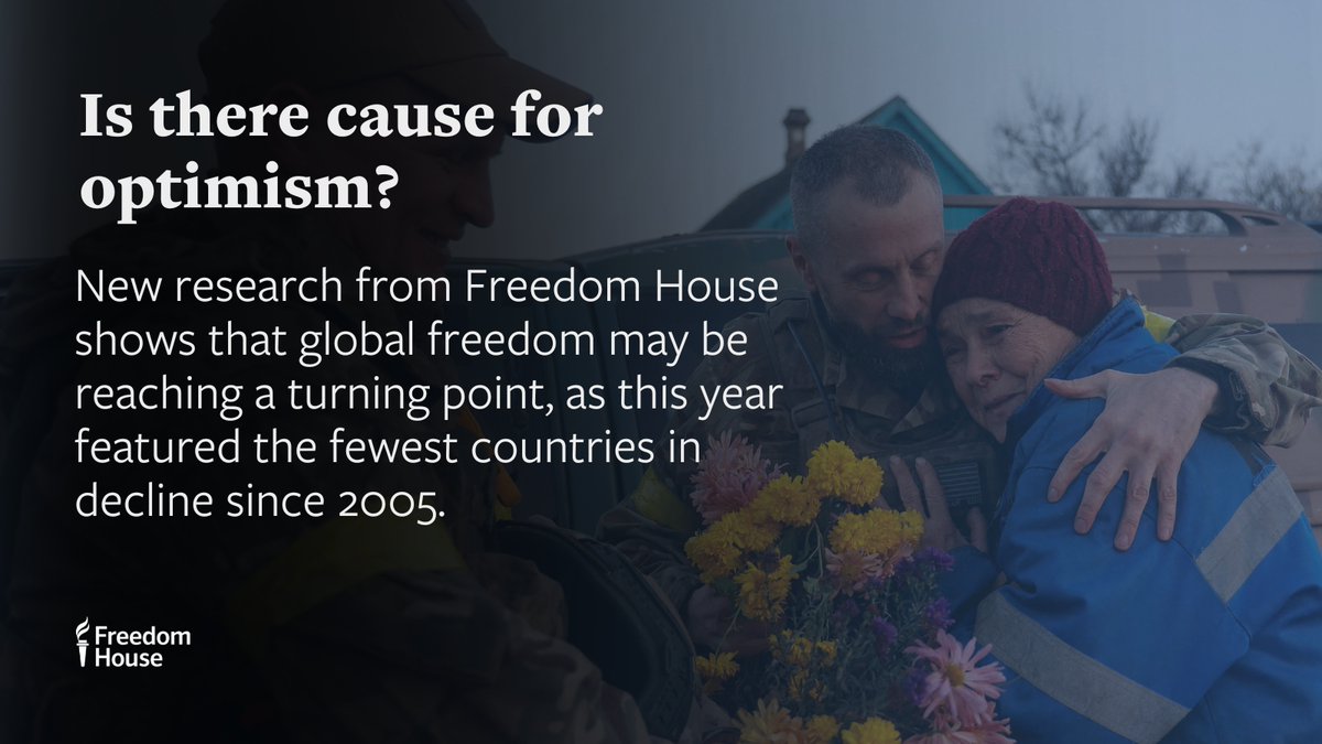 OpenSociety's tweet image. Widespread dissent from people across the world showcased authoritarian weaknesses in 2022. This year’s #FreedomInTheWorld report from our grantee @freedomhouse shows that authoritarians are not unbeatable. osf.to/3ZyxurR