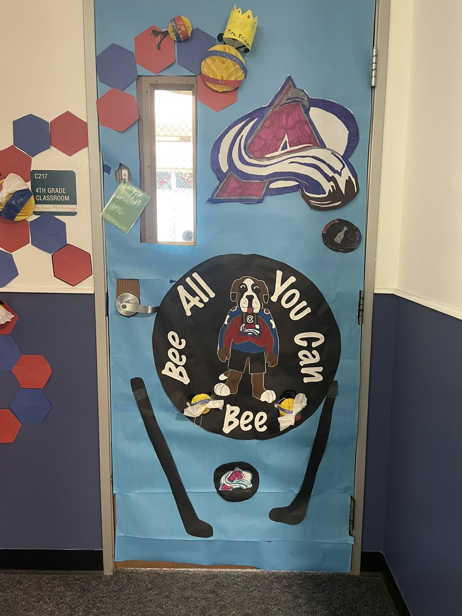 Door decorating contest at Jefferson Academy Elementary school. I’m pretty sure I know who is getting <a href="/Avalanche/">Colorado Avalanche</a> and #Bernie’s vote.