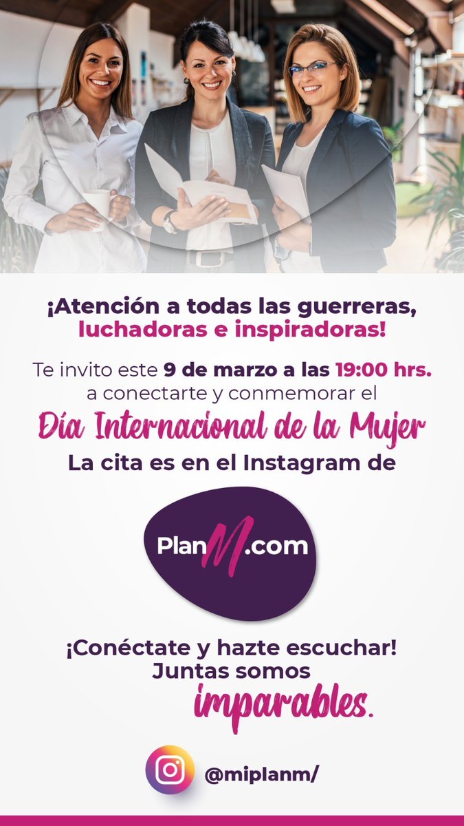 EstherLuiselli's tweet photo. Todas las mujeres hemos sufrido violencia de todo tipo.
Te invito a conocer testimonios de mujeres líderes que enfrentaron los estigmas y ahora son más poder
HOY 9 DE MARZO a las 7pm hrs en el #Instagram de #PlanM 👇🏻✅
https://t.co/2n3BQtdkSq
#MesDeLaMujer https://t.co/mofu6E4MU1