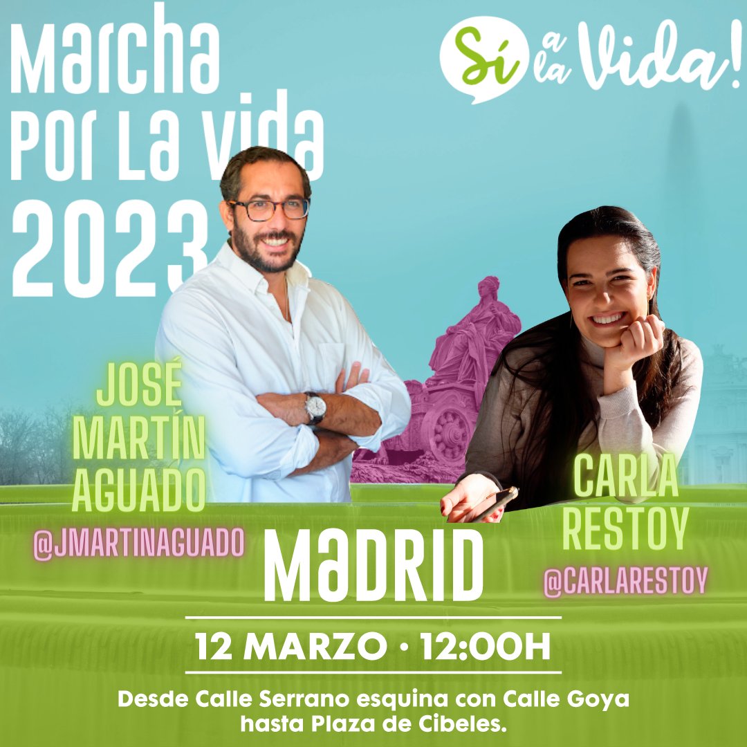 Sialavida_Es's tweet photo. Este próximo domingo 12 de marzo a las 12:00h en #Madrid celebraremos la Vida! Ellos, José Martín Aguado y Carla Restoy, presentaran el acto sobre el escenario. A ellos y a todos los que vendréis: GRACIAS, GRACIAS, GRACIAS! 💚 https://t.co/KsPbpQH2eL