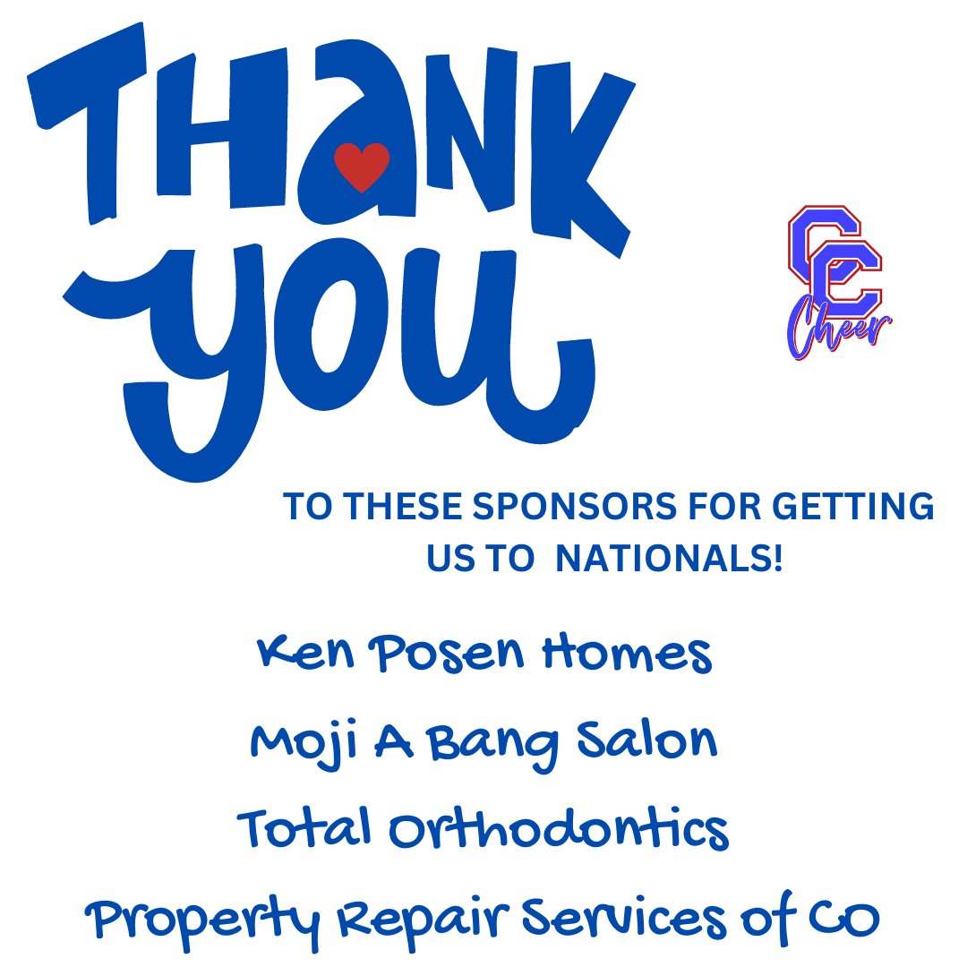 Thank you to our amazing sponsors for helping us make it all the way to UCA Nationals in Orlando! We couldn't do it without you!