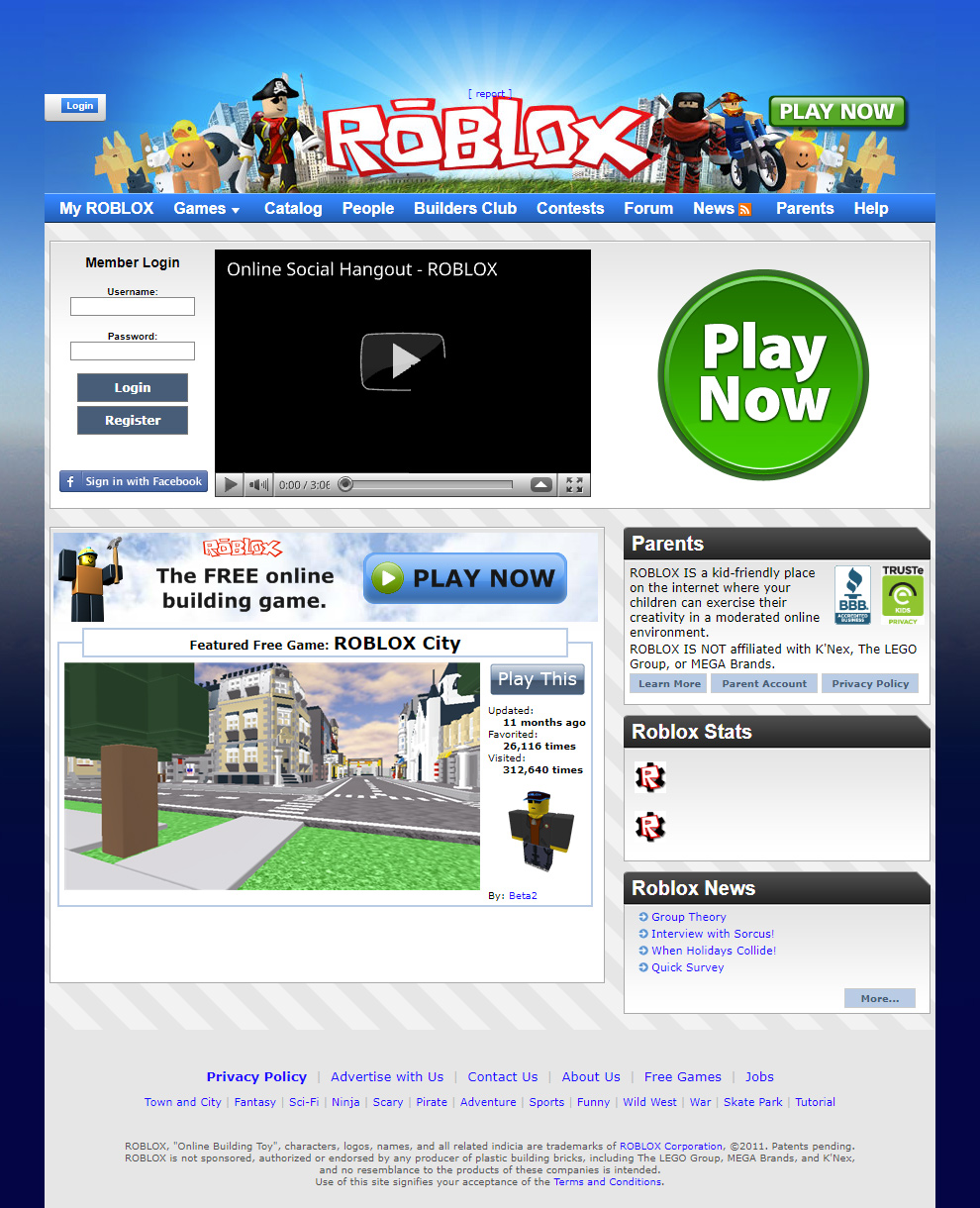 Roblox in 2006 - Web Design Museum