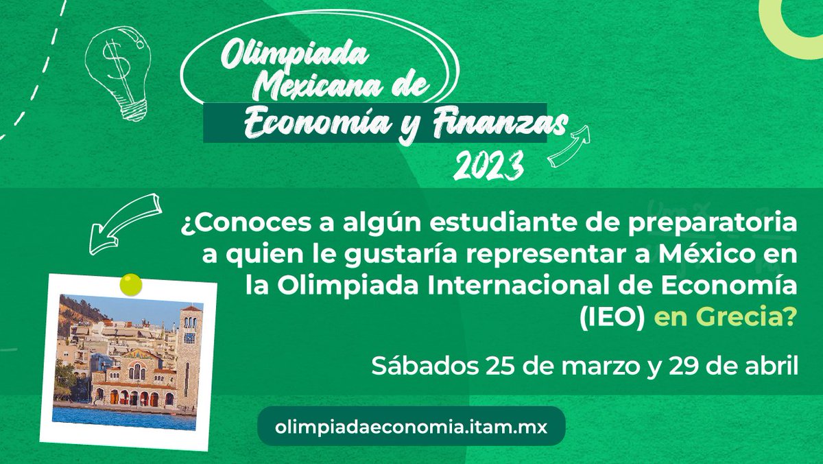 ITAM_mx's tweet photo. #OMEF | ¿Eres estudiante de preparatoria y te gustan los retos? ¡La Olimpiada Mexicana de Economía y Finanzas es para ti!
Demuestra tus habilidades y compite con estudiantes de todo México. 📚
Inscríbete ahora: https://t.co/KxdpRyOnNj https://t.co/uoFkKPhJsU