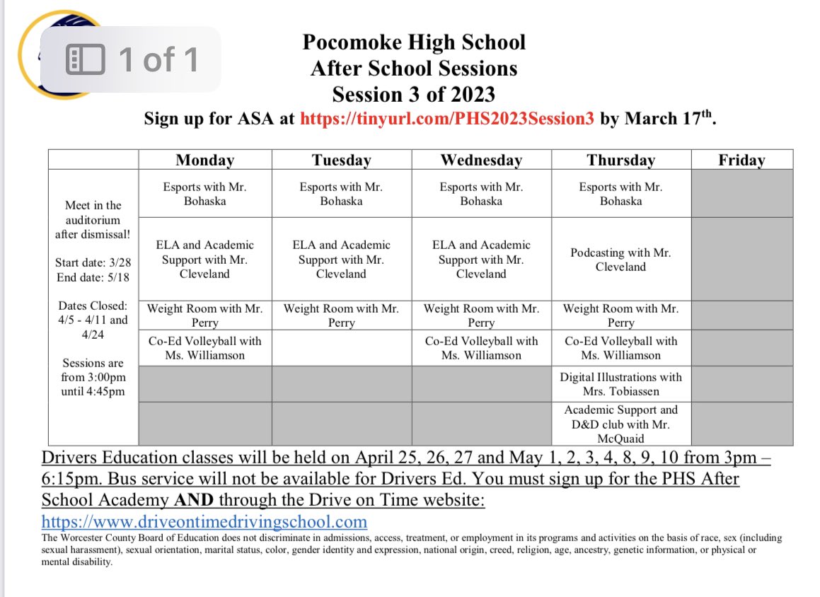 Registration is available for Session 3 of the After School Academy. Please visit tinyurl.com/PHS2023Session3 to register! <a href="/PHSWarriors1957/">PHS Warriors</a>